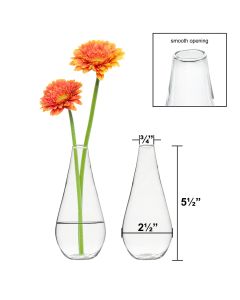 5.5" H glass tear drop bud vases
