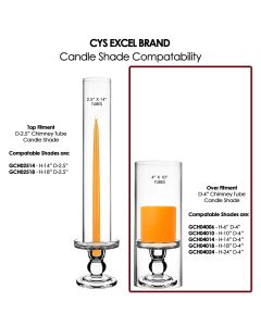 Glass Candle Holder H-3.75", 4.5", 5.5" with  Over Fitment Chimney Sleeves, Pack of 12 Sets (24 pcs)