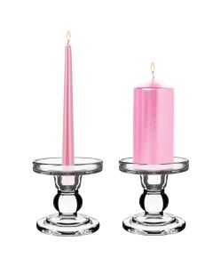 Glass Pillar Taper Candle Holder H-3.75", 4.5", 5.5" D-3.25" (Multiple Heights)-3.75 in-Pack of 24