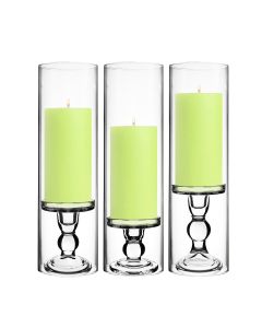 Glass Candle Holder H-3.75", 4.5", 5.5" with Over Fitment Chimney Sleeves, Pack of 12 Sets (24 pcs)
