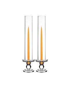Glass Candle Holder (Multiple Height Options) with 14" Candle Chimney Sleeves-H-3.75" Candle Holder + 14" x 2.5" Tubes-Pack of 12 Sets (24 pcs)