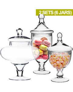 glass apothecary candy buffet jars set of 3