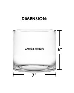 Glass Cylinder Vases. H-6", D-7"/D-9", Medium Size Centerpieces