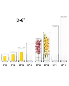 6 inches wide glass cylinder vase