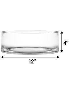 Large Wide Glass Cylinder Vases. D-12", H-4",8" (Multiple Packing)-4 in-Pack of 4