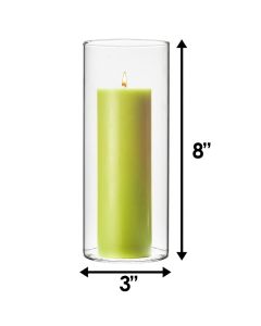 3" Wide Glass Cylinder Bud Vase, H-8",10",12" (Pack of 24 pcs)-8 in-Pack of 48 pcs
