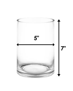 Glass Cylinder Vase. D-5", H-7",10", 14", 18", 24", 28", D-5" (Multiple Packing)-7 in-Pack of 12