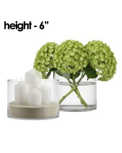 Glass Cylinder Vases. H-6", D-7"/D-9", Medium Size Centerpieces