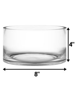 Wide Clear Glass Cylinder Vase H-4" D- 8", 10", 12", 14" and 16", Multiple Packing-8 in-Pack of 6