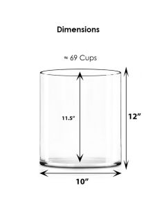 2 PCS Large Glass D-10", H-12" to Tall 30" Cylinder Vases-12 in-Pack of 2