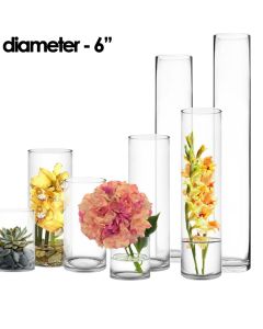 6 inches wide glass cylinder vase