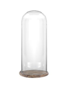 Glass Dome Cloches H-15" D-7" Cloche with Burnt Brown Base (Multiple Packing)