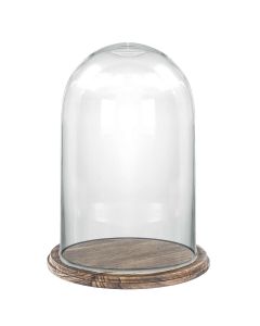 glass dome cloches with Brown Wood base