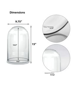 H-15" D-10" glass dome cloche