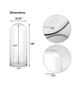 H 18.5" x D 10" glass dome cloche 