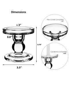 glass pedestal pillar candlestick taper candle holder