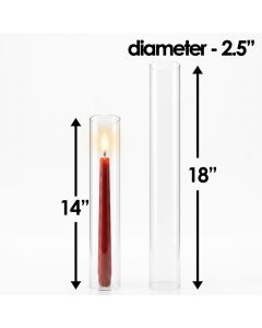 Glass Hurricanes Chimney Tubes 3 size options include 2" Diameter by 14" Tall and 2.5" diameter by either 14" or 18" tall