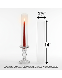 Glass Hurricanes Chimney Tubes 3 size options include 2" Diameter by 14" Tall and 2.5" diameter by either 14" or 18" tall