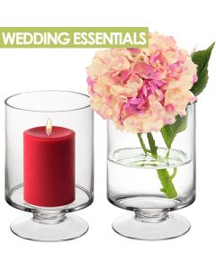 pedestal glass stem candle holder