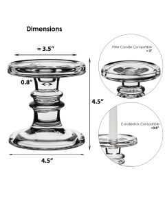 Glass Candle Holders for Pillar and Taper Candles (Multiple Size and Styles)-H-4.5" W-4.5" (Victorian)-Pack of 2