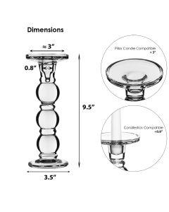 Glass pillar and taper candle holders