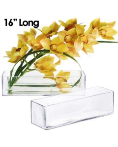 16" x 4" glass rectangle vase wholesale