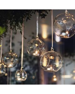 Glass Hanging Plant Terrarium, Tealight Candle Holder (Multiple Size Options)