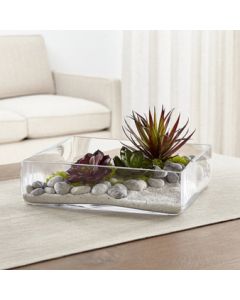 Glass Wide Opening Square Vase Open 10", 12" and 14"