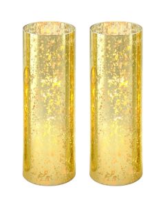 Open End Hurricane H-6" D-3" Gold Flecked Candle Lamp Shade Cover