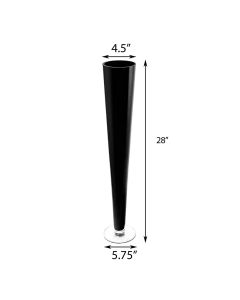 28 inches black glass trumpet vases