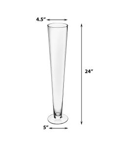 Clear Glass Trumpet Vases 24 inch 
