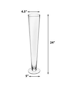 24" Clear Glass Trumpet Vase Pack of 6 