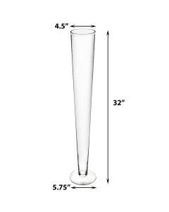 Clear Glass Trumpet Vase 32 inch
