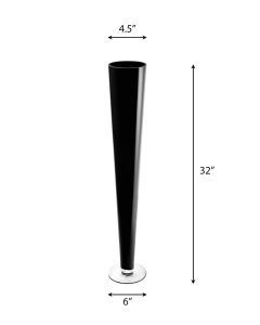 Black Glass Trumpet Vase 32 inch