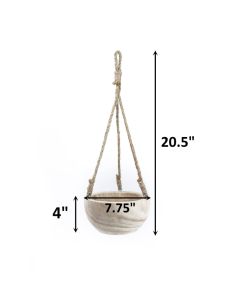 Hanging Wood Planter Bowl with Jute Rope, H-20.5", D-8" (Multiple Packing)-Pack of 4