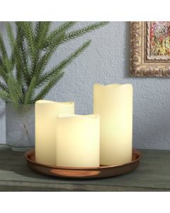 Real Wax Pillar Candles Set LED Mood Lighting with Self Timer