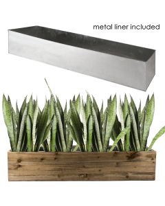 very long wooded rectangle planter boxes