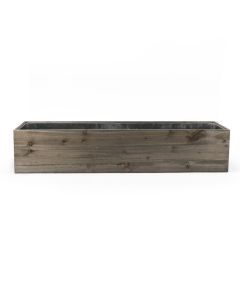 Wood Long Rectangular Planter Box w/ Zinc Liner Natural H-6", Opening 36" x 6"