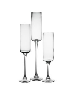 long stem glass pedestal candle holder 24, 20, 16 inches