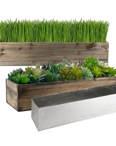 very long rectangle 40 and 32 inches wood planter indoor and outdoor