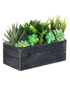 black wood rectangle planter box