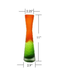 orange green carved vase