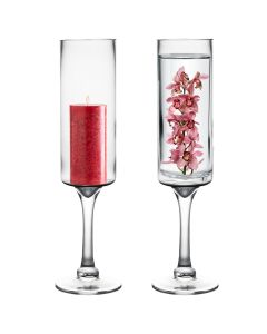 Long Stem Glass Candle Holder H-16 Open-3.5
