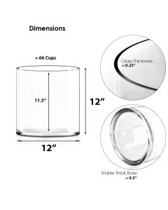 12 inches large glass cylinder vases