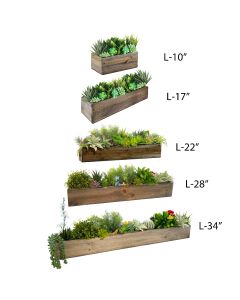 6 pcs Wood H-4" Rectangle Planter Box w/ Plastic Liner (5 Lengths to Choose)