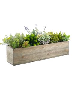 Wood Rectangle Planter Box w/ plastic Liner Natural