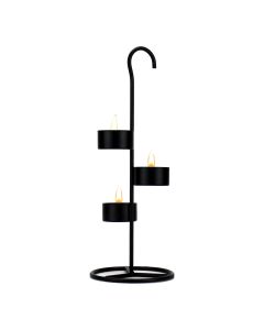 Tea Light Black Metal Candle Holder Stands. H-11.75" D-4.25"