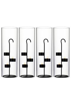 Tea Light Black Metal Candle Holder Stands. H-11.75" D-4.25"
