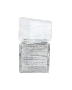 white wash 6 inches wood cube planter