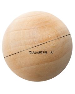 Natural Unfinished 6" Diameter Large Wood Ball Sphere